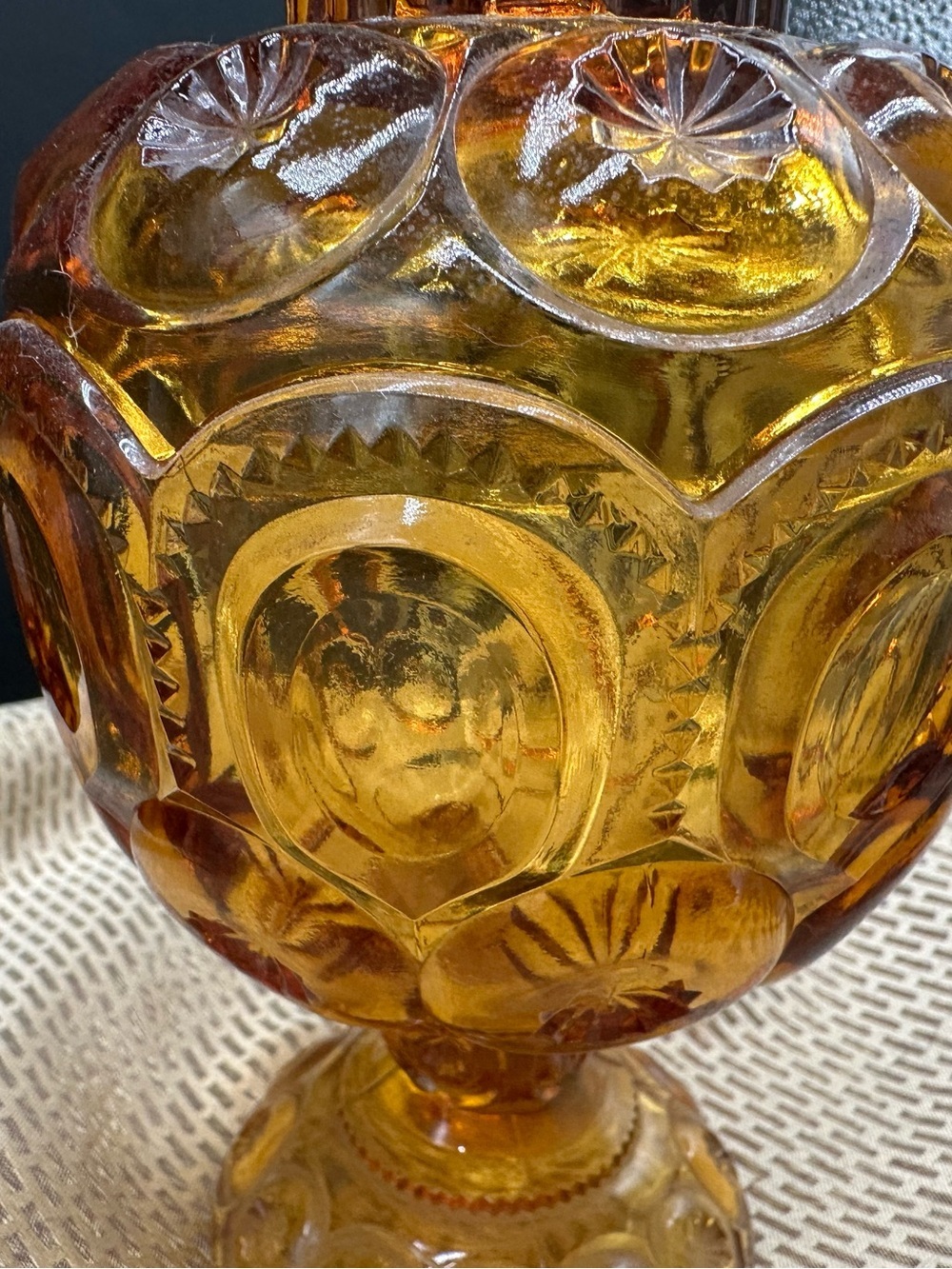 Amber Moon and Stars Small Compote Dish Vintage - Picture 3 of 6